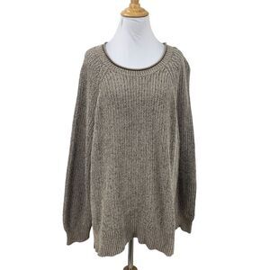 Ellen Tracy Marled Knit Tunic Sweater Womens L Large Cotton Acrylic Long Sleeve